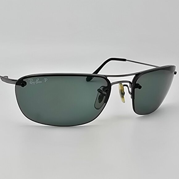 Ray-Ban RB3156 004/9A Top Square Gunmetal Polarized Green Aviator Sunglasses - Picture 6 of 16